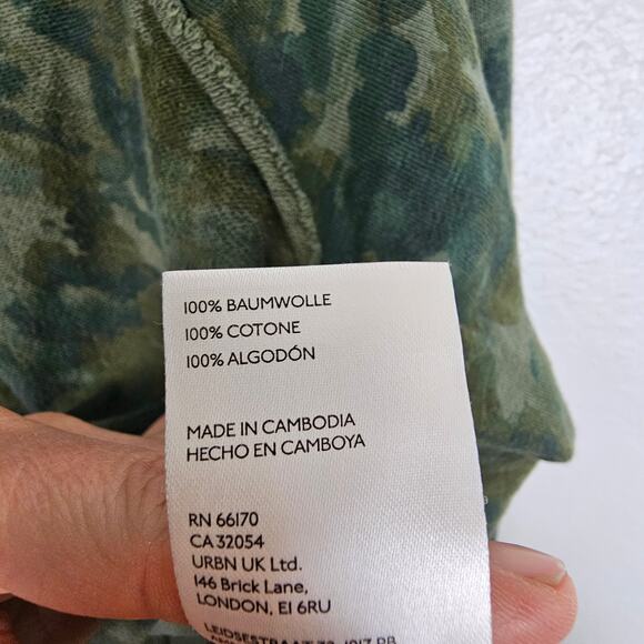 PILCRO Anthropologie Camo Reworked Popover V-Neck Boxy Hi-Low Sweatshirt Size L - Picture 9 of 10